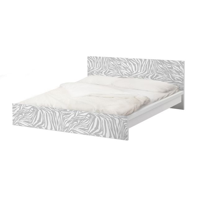 Carta adesiva per mobili IKEA - Malm Letto basso 140x200cm Zebra Design Light Grey