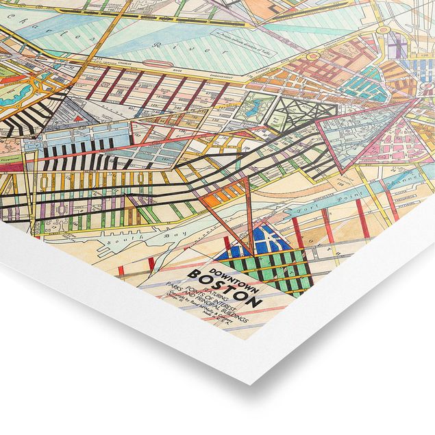 Poster - Mappa Moderno Boston - Quadrato 1:1