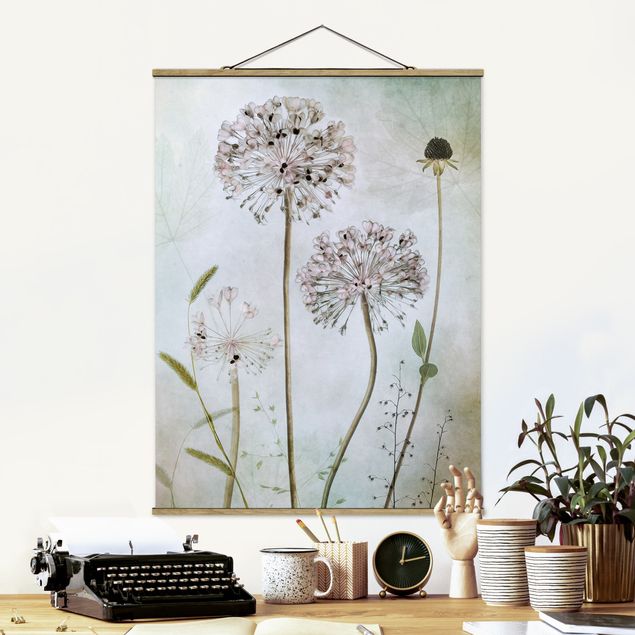 Foto su tessuto da parete con bastone - Porro Flowers In pastello - Verticale 4:3