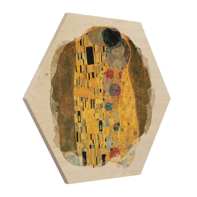 Esagono in legno - Acquarelli - Gustav Klimt - The Kiss