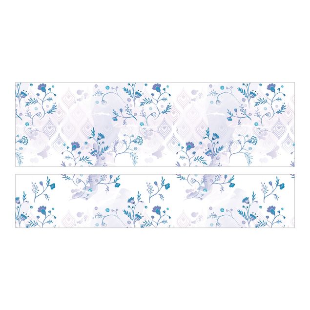 Carta adesiva per mobili IKEA - Malm Letto basso 140x200cm Blue Fantasy Pattern