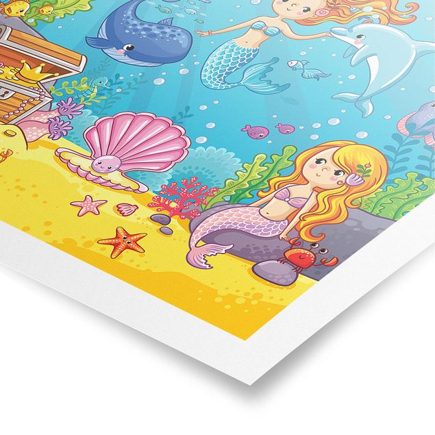 Poster illustrazioni Sirena - Mondo sommerso