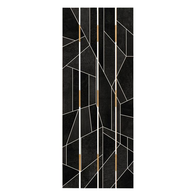 Stampa su legno - Elisabeth Fredriksson - Bianco e nero geometrico Acquarello - Verticale 5:2