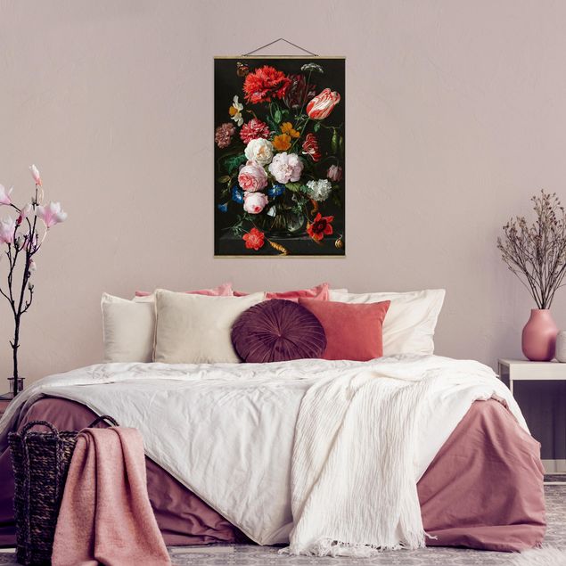 Foto su tessuto da parete con bastone - Jan Davidsz De Heem - Natura morta con fiori in un vaso di vetro - Verticale 3:2