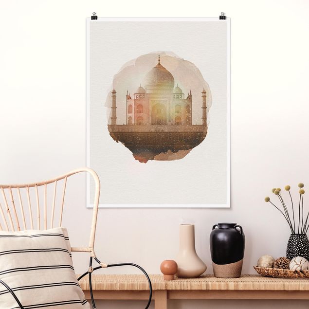 Poster acquerello Acquerelli - Taj Mahal