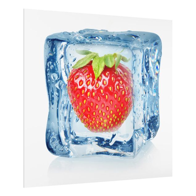 Paraschizzi in vetro - Strawberry in ice cube