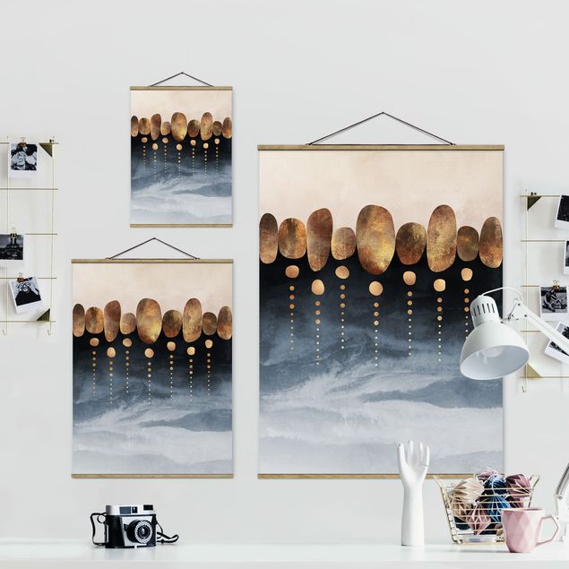 Foto su tessuto da parete con bastone - Elisabeth Fredriksson - Astratte Golden Stones - Verticale 4:3