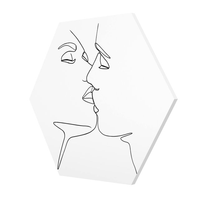 Esagono in forex - Line Art bacio Faces Bianco e nero