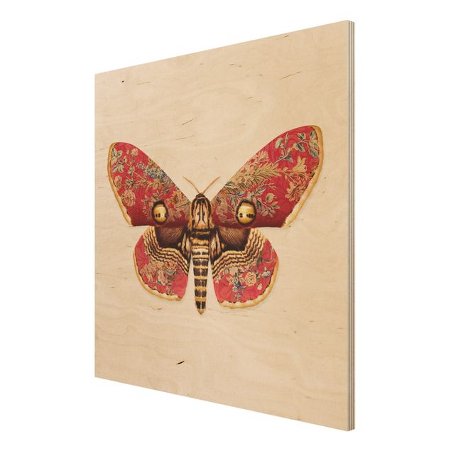 Stampa su legno - Vintage Moth - Quadrato 1:1