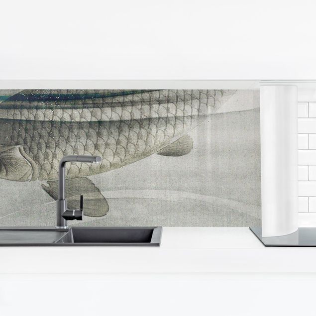 rivestimento cucina moderna Illustrazione vintage di pesci asiatici IIl