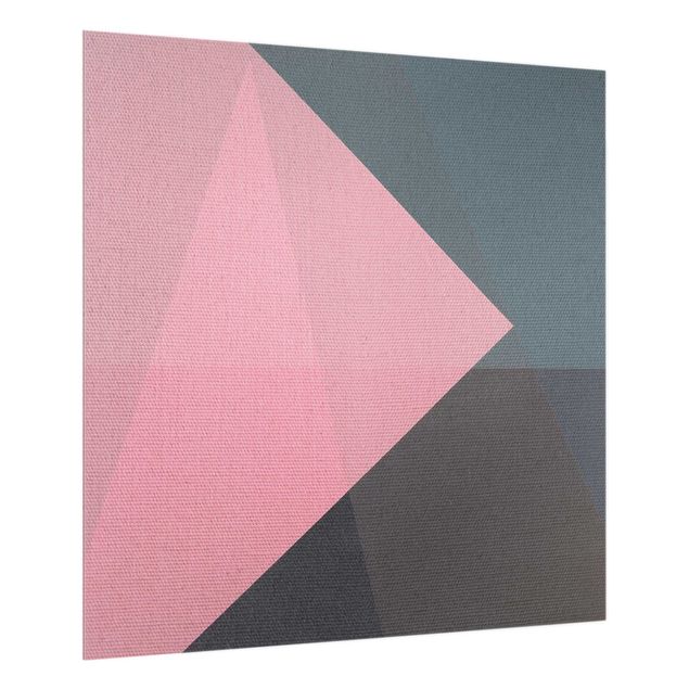 Paraschizzi in vetro - Geometria rosa trasparente - Quadrato 1:1