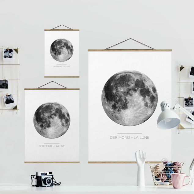 Foto su tessuto da parete con bastone - La Luna - La Lune - Verticale 4:3