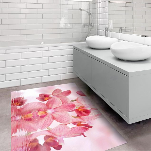 Tappeti moderni soggiorno Orchidea rosa chiaro sull'acqua