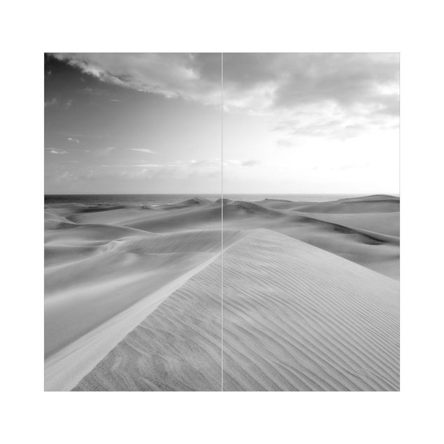 Rivestimento per doccia - Vista delle dune in bianco e nero