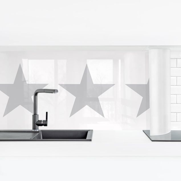 rivestimenti moderni cucina Grandi stelle grigie su bianco