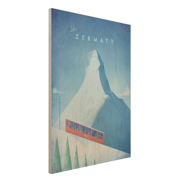 Stampa su legno - Poster di viaggio - Zermatt - Verticale 4:3