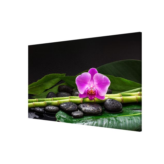 Lavagna magnetica - Green Bamboo Con L'orchidea Blossom - Formato orizzontale 3:2