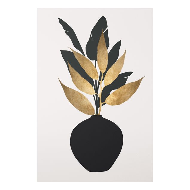 Stampa su Forex - Mondo vegetale grafico - Oro e nero - Verticale 3:2