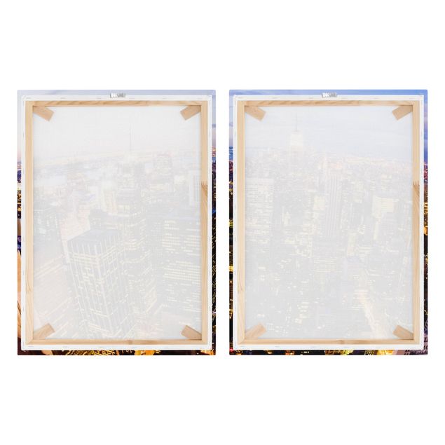 Stampa su tela 2 parti - New York Skyline At Night - Verticale 4:3