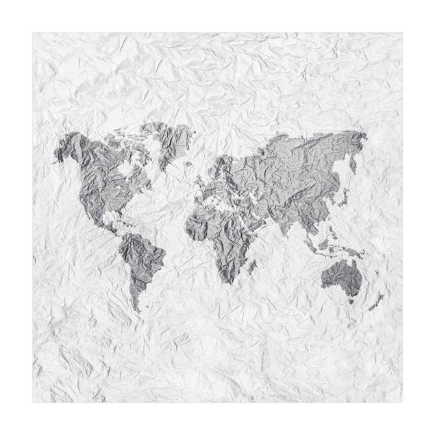 Tappeti bianco e nero Mappamondo di carta Bianco Grigio