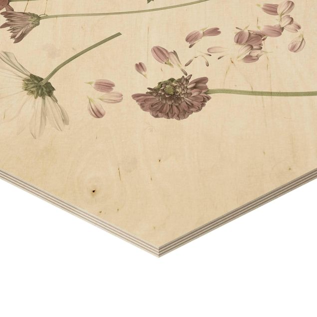 Esagono in legno - Herbarium In Pink II