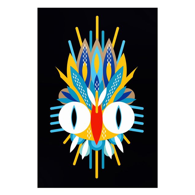 Lavagna magnetica - Collage Mask Ethnic - Piume - Formato verticale 2:3