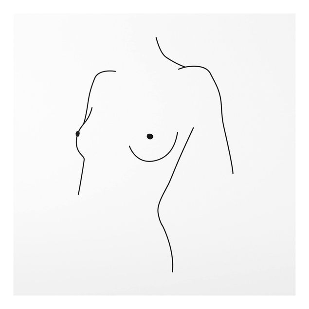Stampa su Forex - Line Art Nudo Busto donna Bianco e nero - Quadrato 1:1
