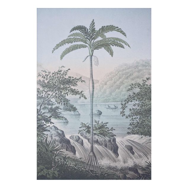 Stampa su alluminio spazzolato - Vintage Illustrazione - Paesaggio Con La Palma - Verticale 3:2