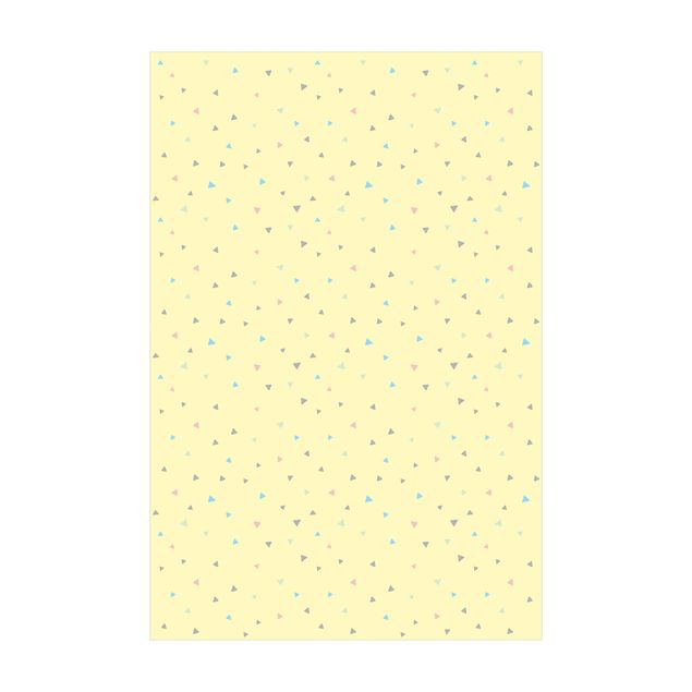 Tappeti in vinile - Triangoli disegnati in pastelli colorati su giallo - Verticale 2:3