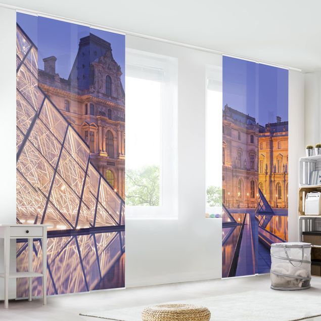 set tende a pannello Louvre Parigi di notte