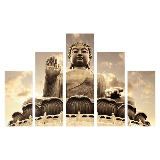 Stampa su tela 5 parti - Big Buddha Sepia