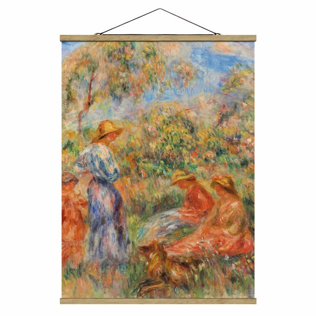 Foto su tessuto da parete con bastone - Auguste Renoir - Paesaggio con le donne e bambini - Verticale 4:3
