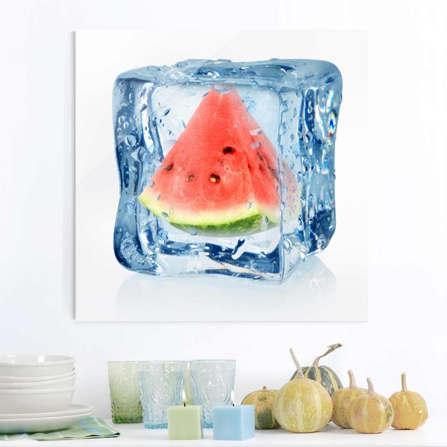Lavagna magnetica vetro Melone in cubetto di ghiaccio