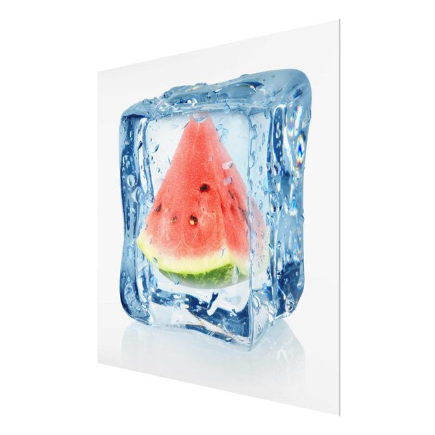 Quadro in vetro - Melon in ice cube - Quadrato 1:1