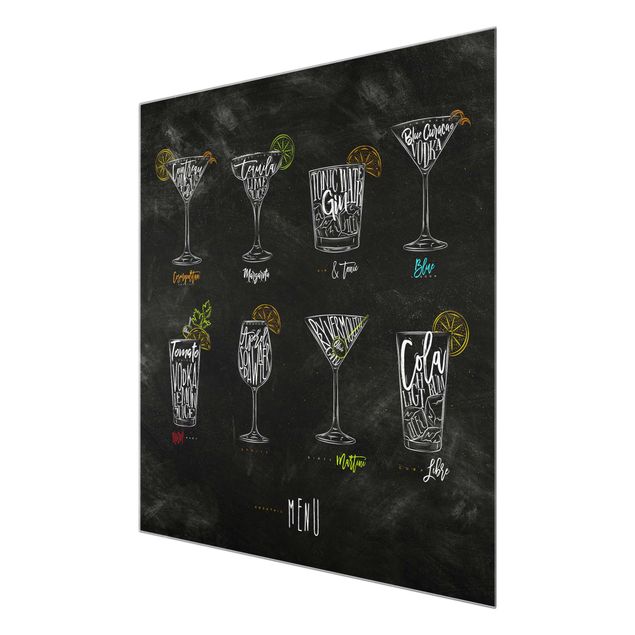 Quadro in vetro - cocktail Menu - Quadrato 1:1
