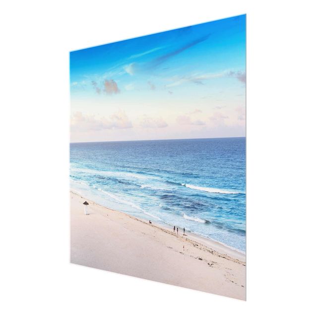 Quadro in vetro - Cancun Ocean sunset - Quadrato 1:1