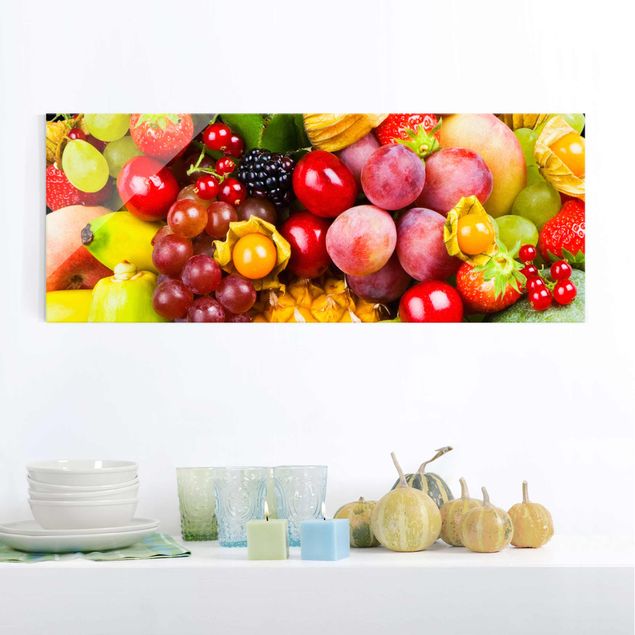 Quadro in vetro - Colorful Exotic Fruits - Panoramico