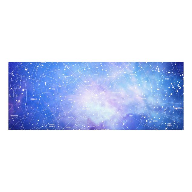 Quadro in vetro - Constellation sky map - Panoramico