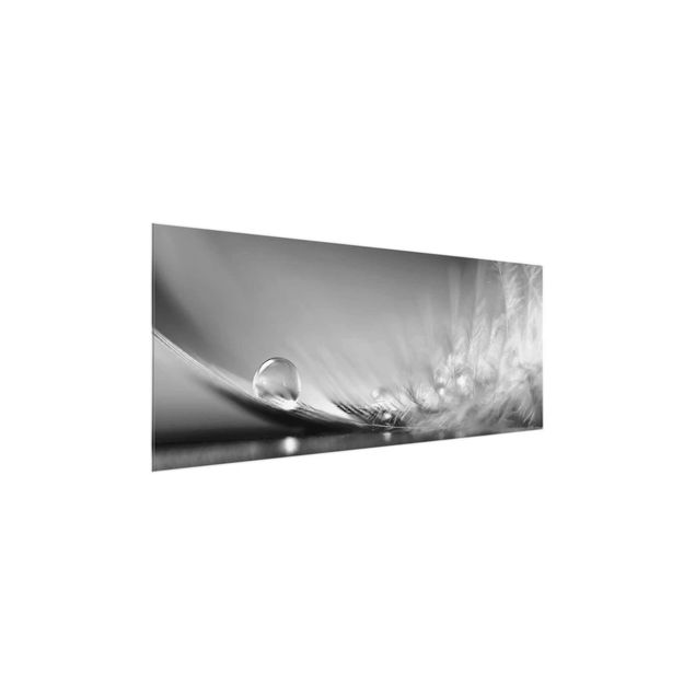 Quadro in vetro - Story of a Water Drop Black White - Panoramico