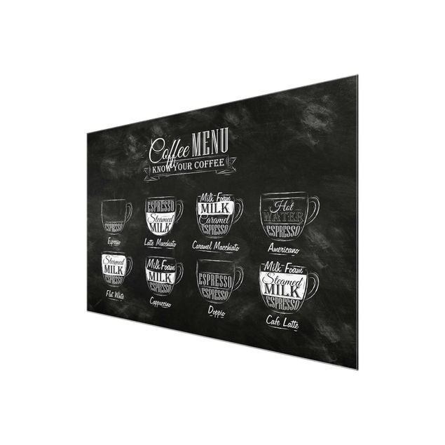 Quadro in vetro - Coffees chalkboard - Orizzontale 3:2