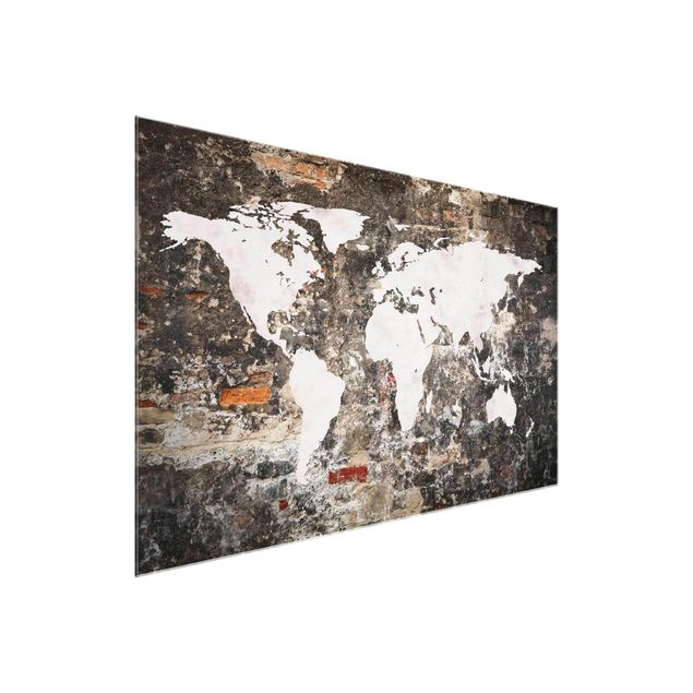 Quadro in vetro - Old wall world map - Orizzontale 3:2