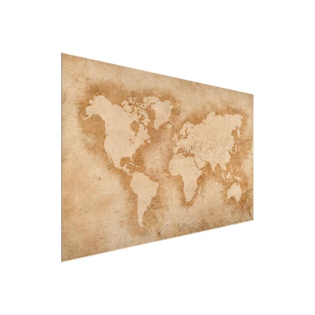 Quadro in vetro - Antique World Map - Orizzontale 3:2