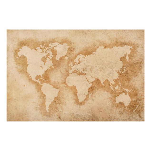 Quadro in vetro - Antique World Map - Orizzontale 3:2