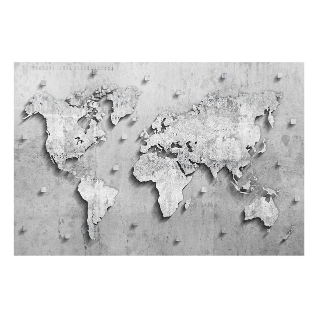 Quadro in vetro - Concrete World Map - Orizzontale 3:2