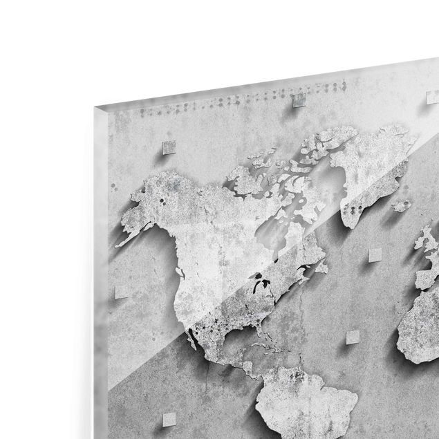 Quadro in vetro - Concrete World Map - Orizzontale 3:2