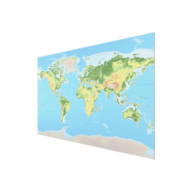 Quadro in vetro - Physical World Map - Orizzontale 3:2