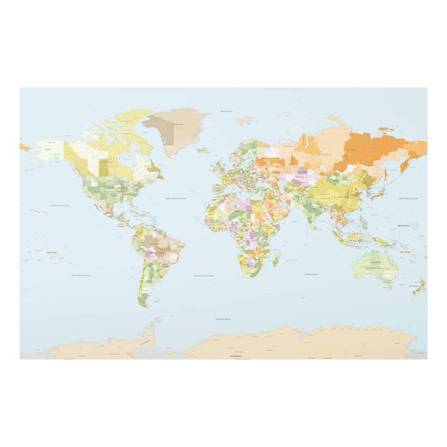 Quadro in vetro - Political World Map - Orizzontale 3:2