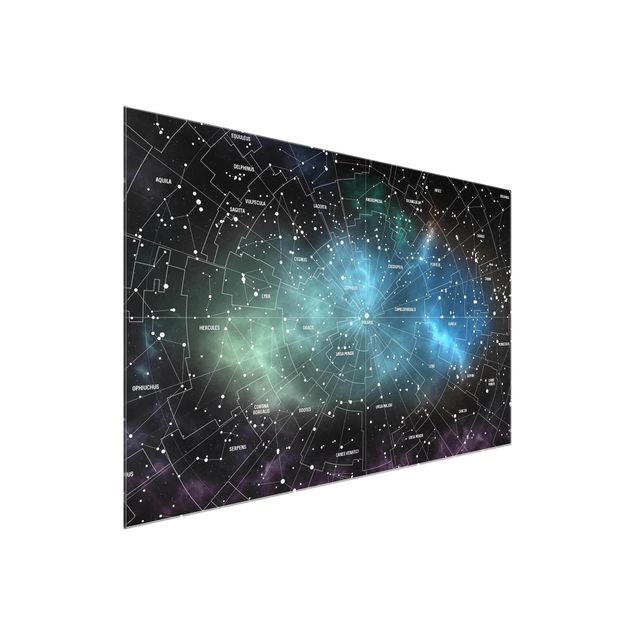 Quadro in vetro - Constellations map Galaxy fog - Orizzontale 3:2