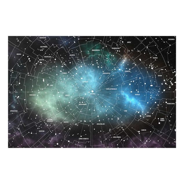 Quadro in vetro - Constellations map Galaxy fog - Orizzontale 3:2