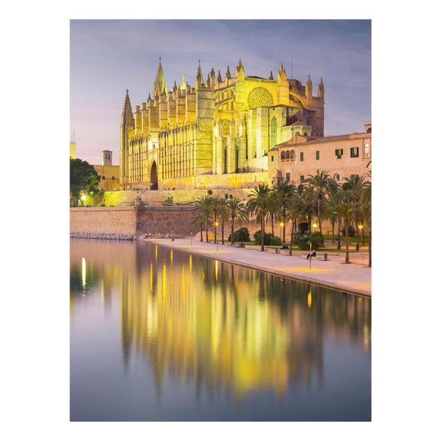 Quadro in vetro - Catedral de Mallorca Wasserspiegelung - Verticale 3:4